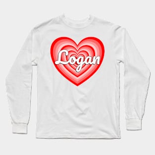 I Love Logan Heart Logan Name Funny Logan Long Sleeve T-Shirt